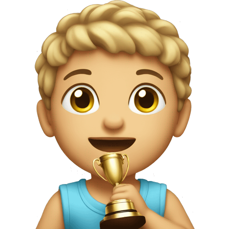 a baby holding a trophy emoji