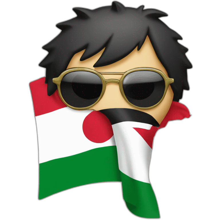 Luffy muslim sunglasses take Palestinan flag emoji