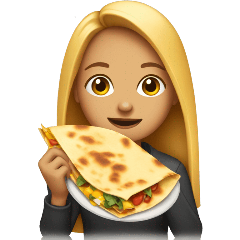 Girl eating quesadilla emoji