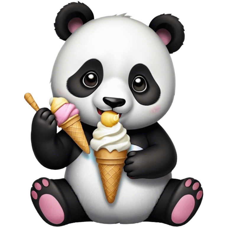 Panda eating ice cream emoji