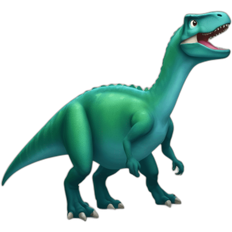 Un dinosaures qui qui chevauchent 7ne mamie emoji