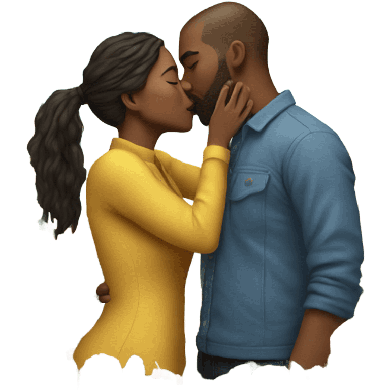 Hyper Realistic Couple kissing surrounded by flowers emoji