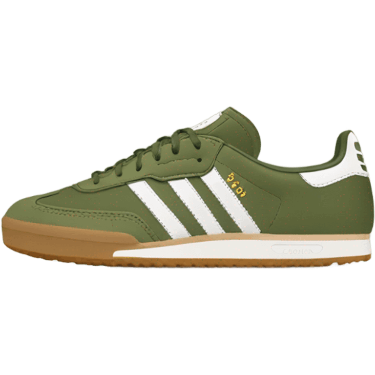 two khaki green adidas samba with a brown flat sole emoji