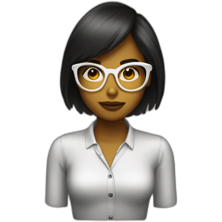 CHICA PELO NEGRO Y GAFAS emoji