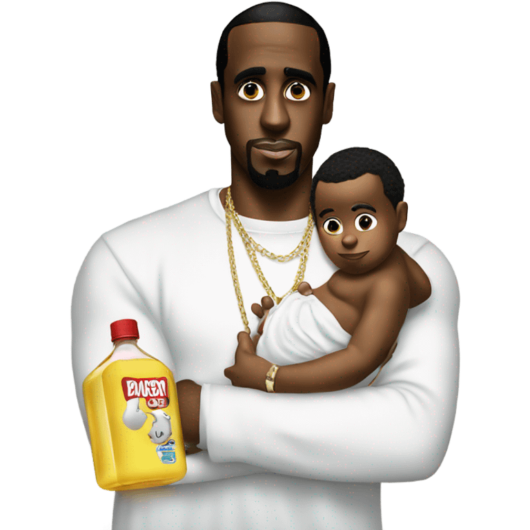 P diddy with baby oil wearing white emoji