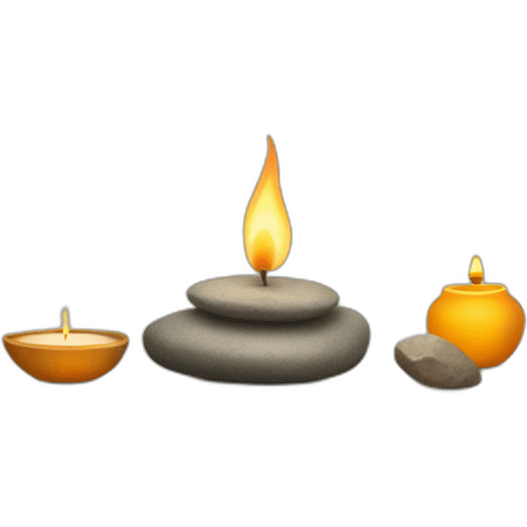 meditation stones, candles and tea emoji