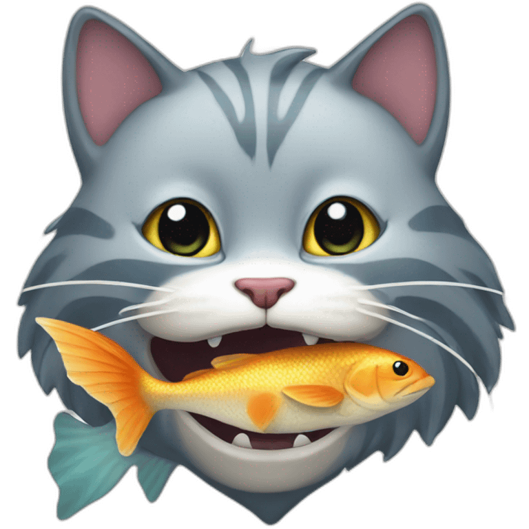 Cat with a fish in mouth emoji