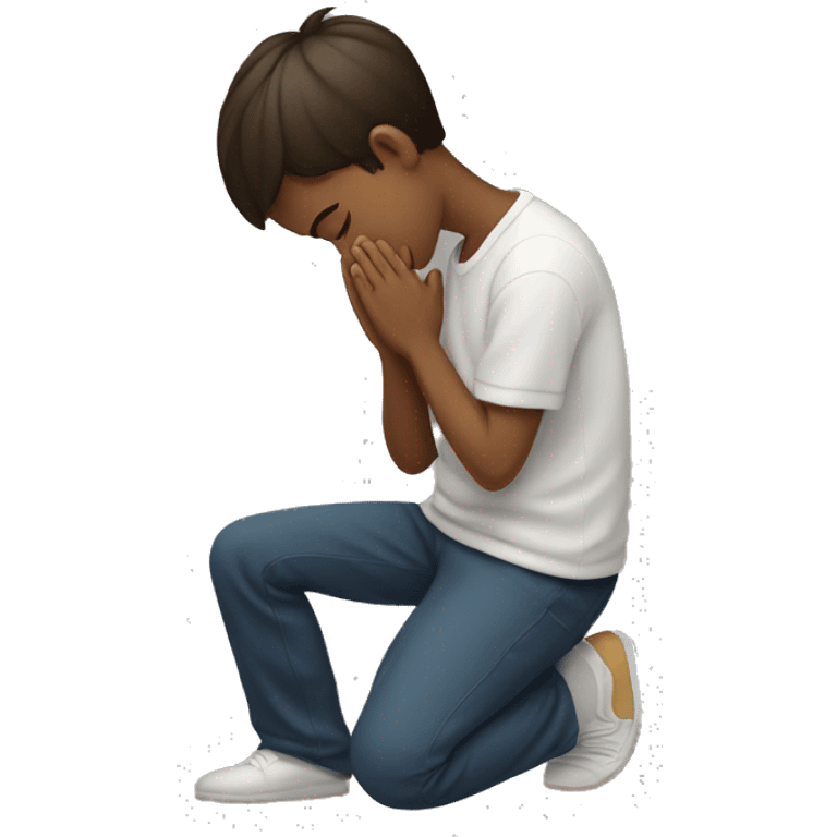 brunette boy kneeling praying  emoji