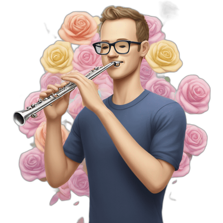 Jonathan Toews wearing glasses as a rainbow musical flute instrument in a symphony with pastel roses emoji