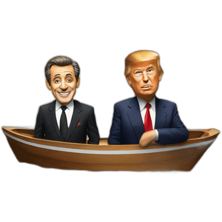 Nicolas Sarkozy and Donald Trump on a boat emoji