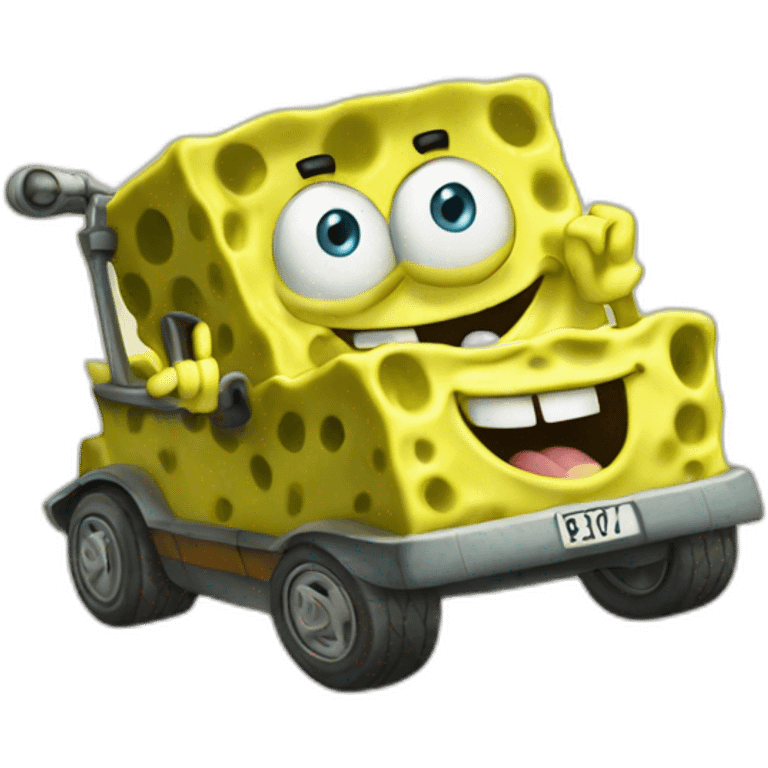 Spongebob driving a car emoji