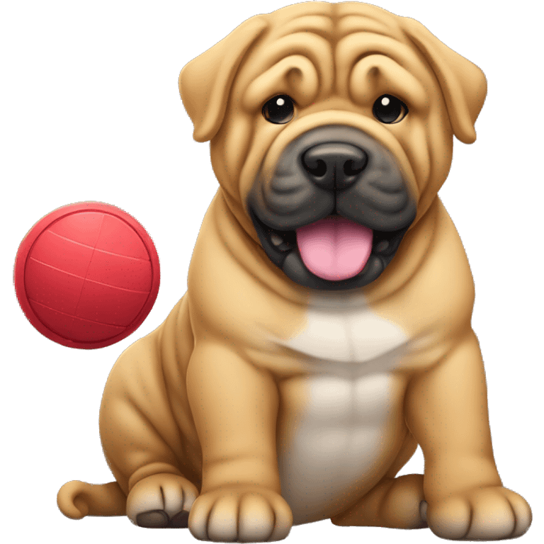 sharpei with gong with a toy emoji