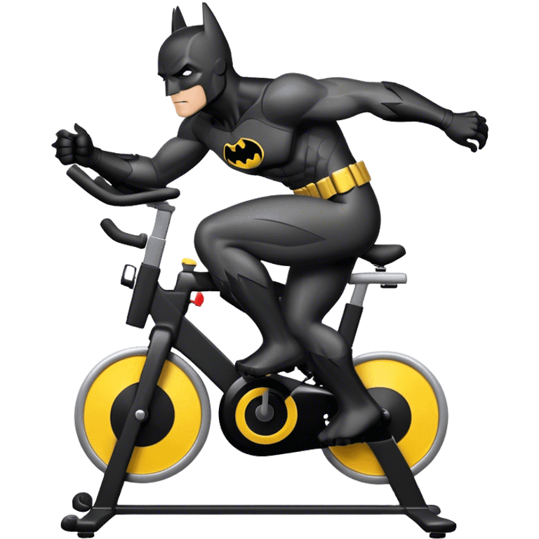 black Batman suit on a spinning bike emoji