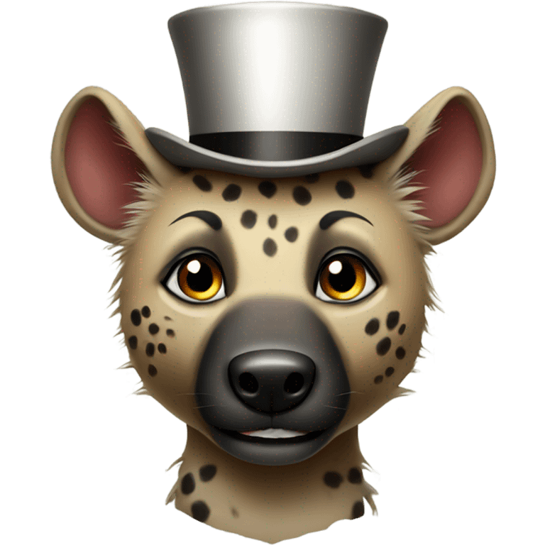 Cute hyena with a top hat emoji