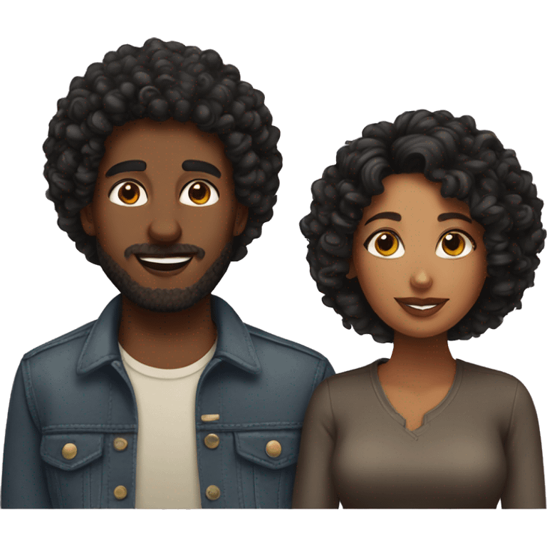 Black curly haired couple emoji