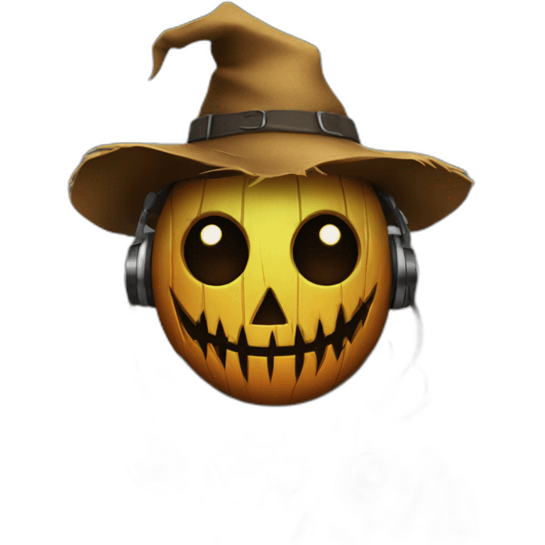 evil scarecrow with DJing emoji