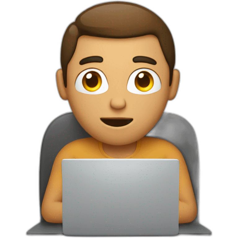 Hombre editando un video con su laptop emoji