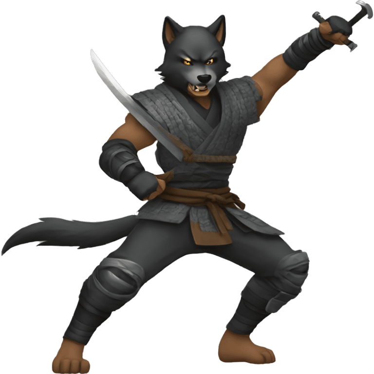 wolf  ninja mode fighting emoji emoji