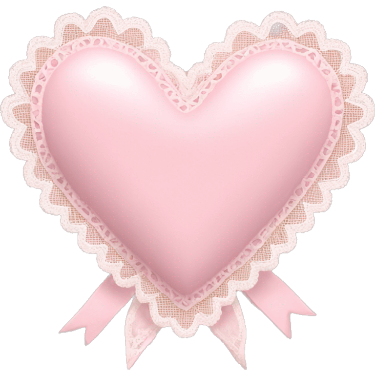 light pink heart with lace ribbon emoji