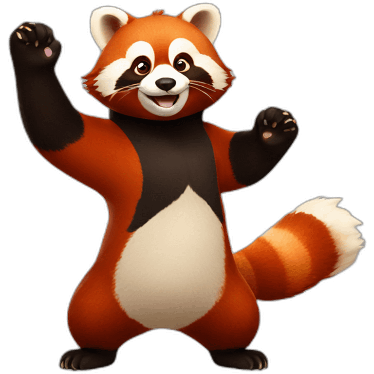 Red panda hands up emoji