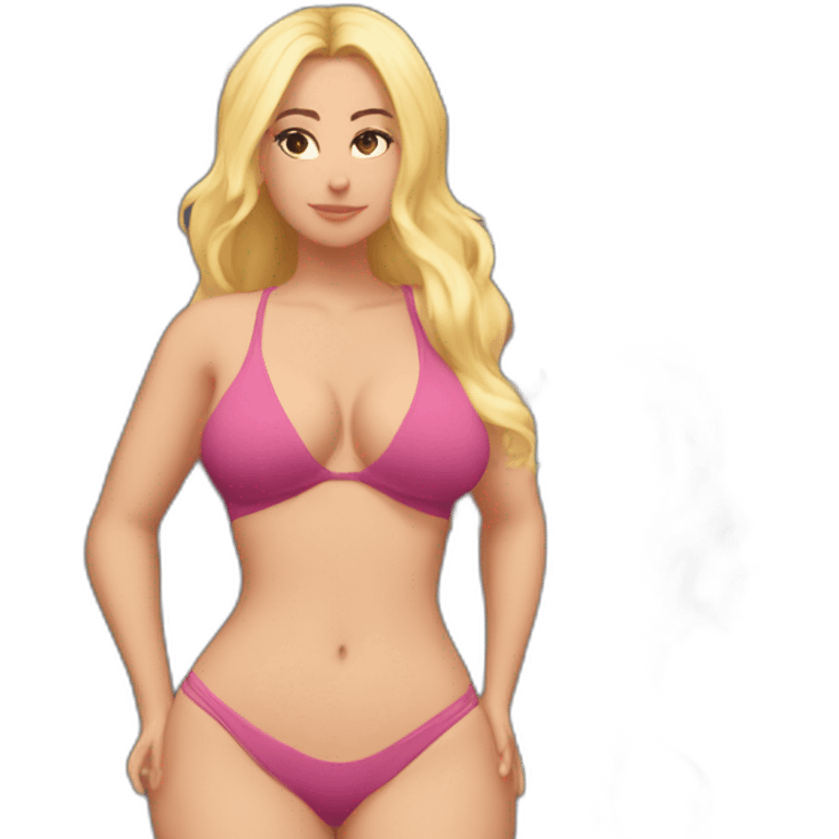 Slim-Thicc woman swimsuit posing full body (blonde, perfect body, hourglass figure) emoji