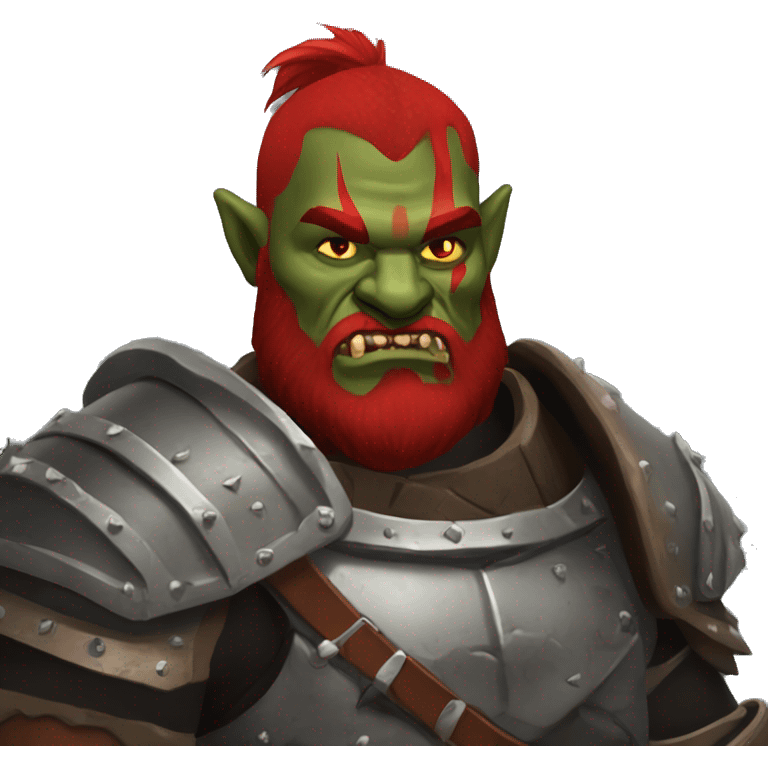 Armored Berserker orc with red beard & red mohican emoji