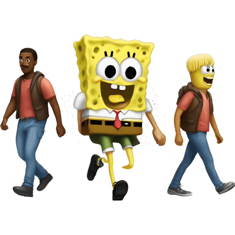 Spongebob Walking with gang emoji