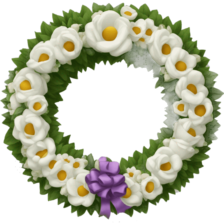 Arch shaped funeral wreath with foot emoji