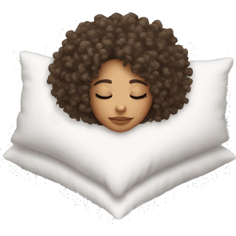 lightskin girl curly hair sleeping on pillow emoji