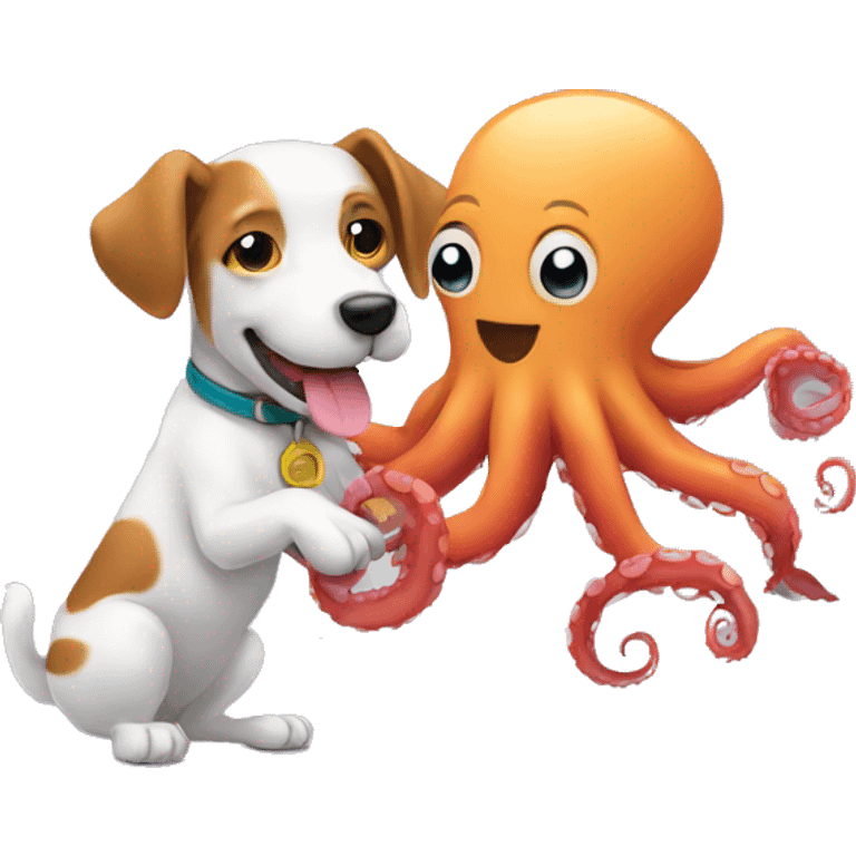 dog and octopus handshake emoji