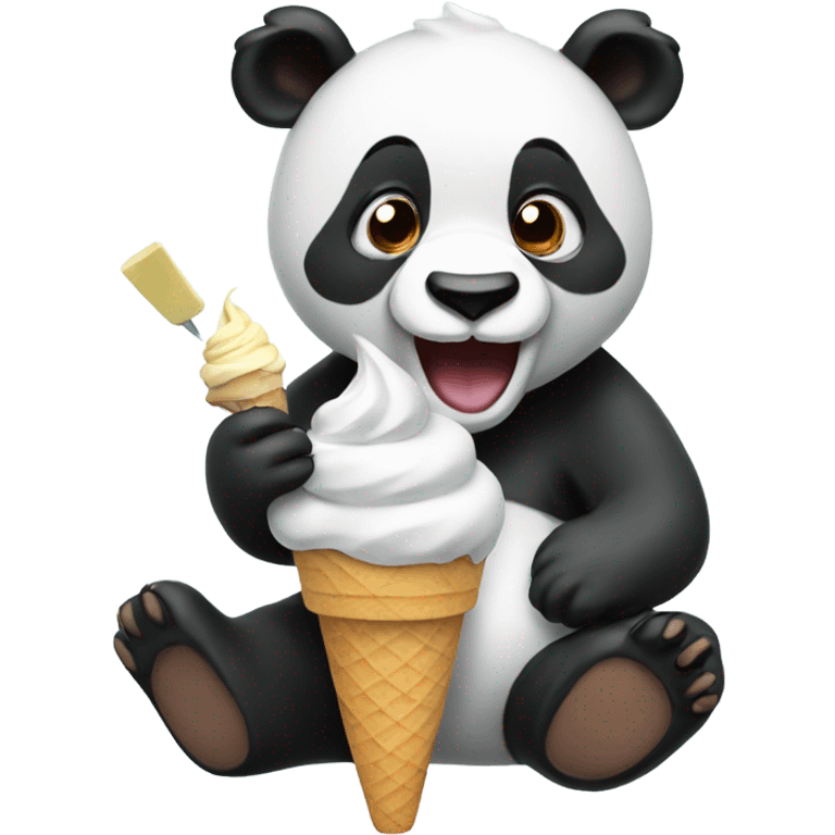 Panda eating ice cream emoji