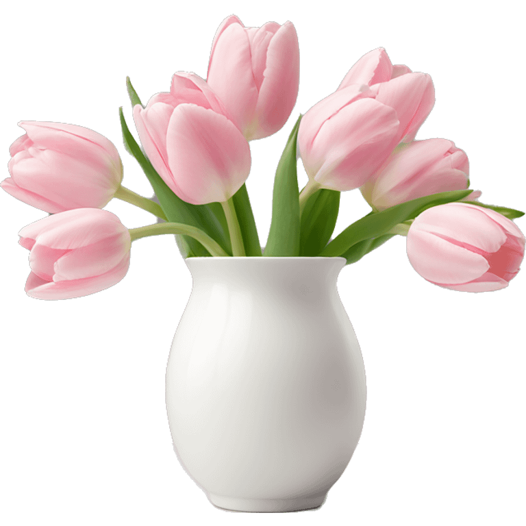 Light pink tulips in white vase emoji