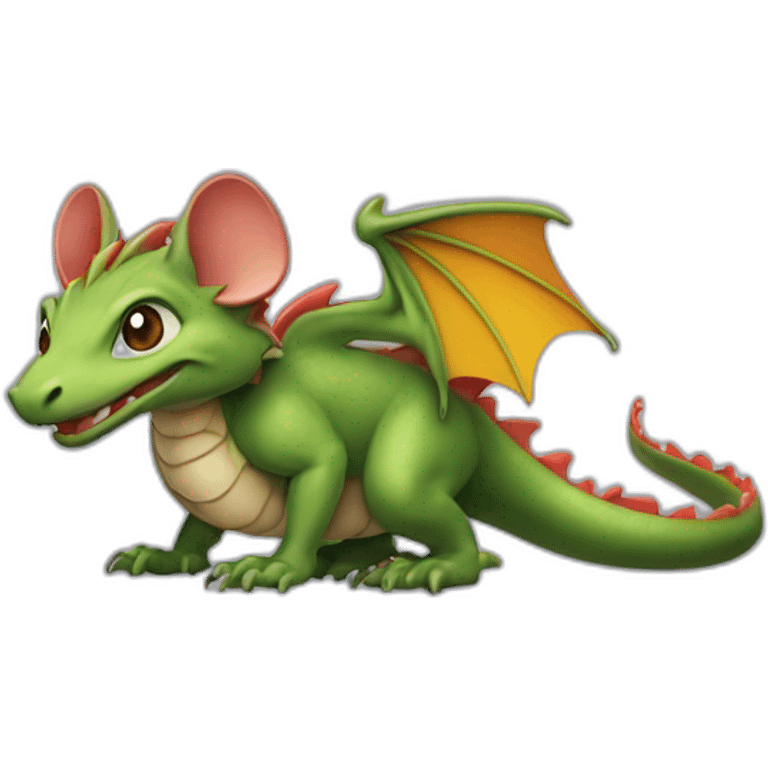 Une souris sur le dos d'un dragon emoji