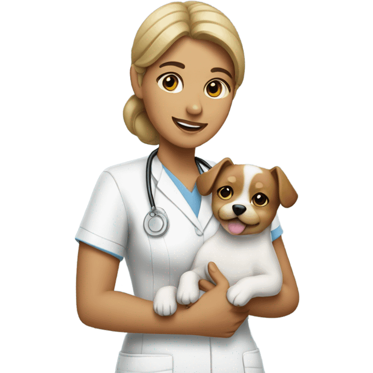 Nurse with a small dog emoji