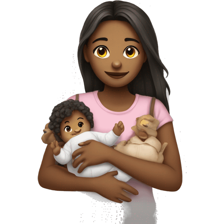 girl with baby plushy emoji