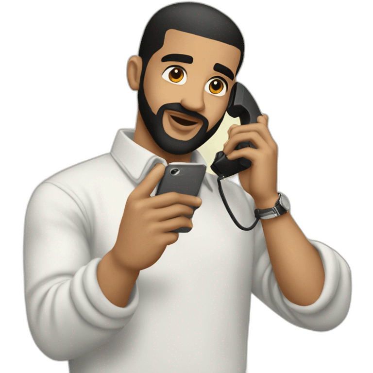 Drake looking pressing a phone emoji