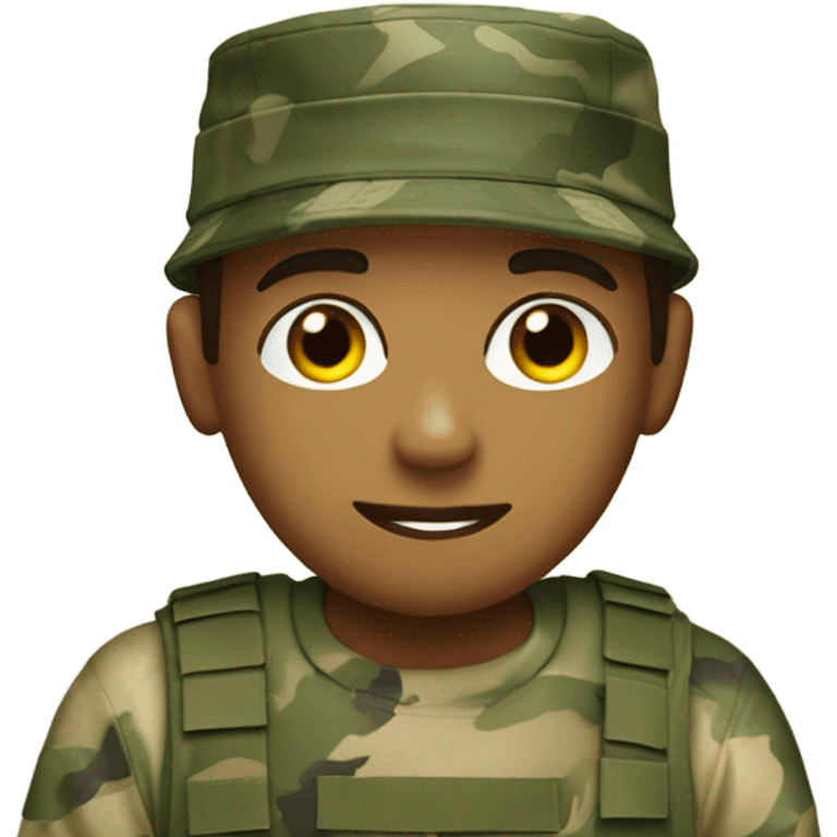 military boy in camouflage hat making eggs and bacon  emoji