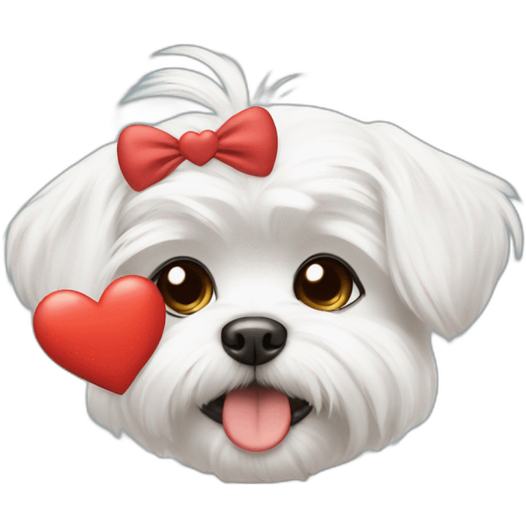 Maltese dog sending kisses with heart eyes emoji