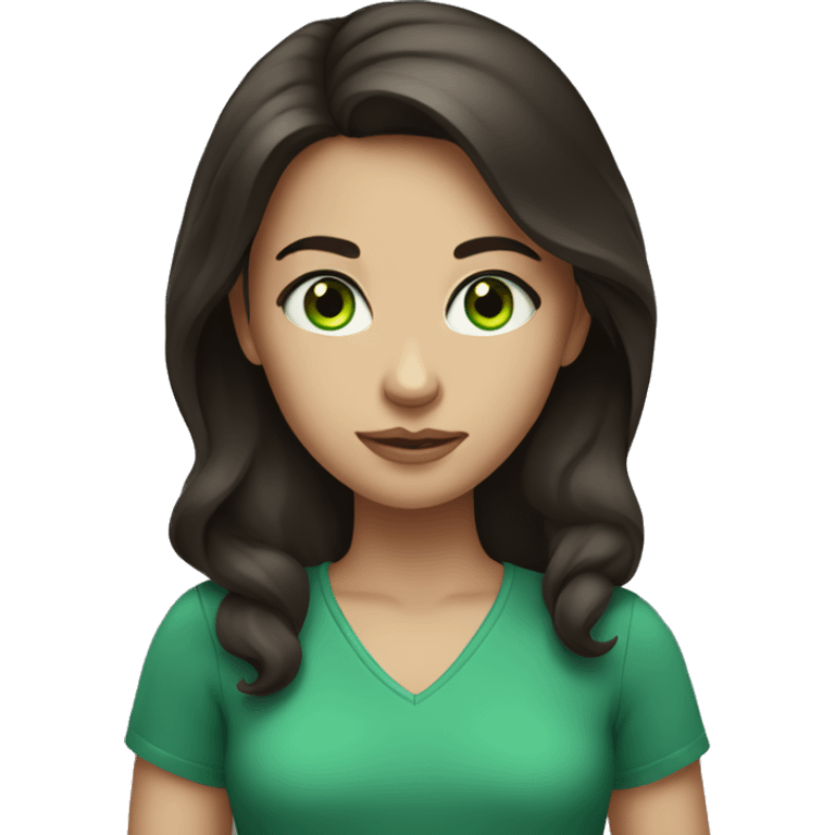 Girl with blu-green eyes and dark brown hair  emoji