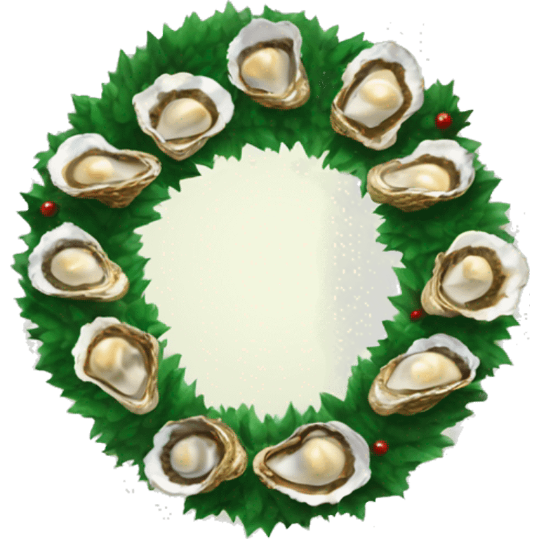 Christmas wreath with oysters emoji