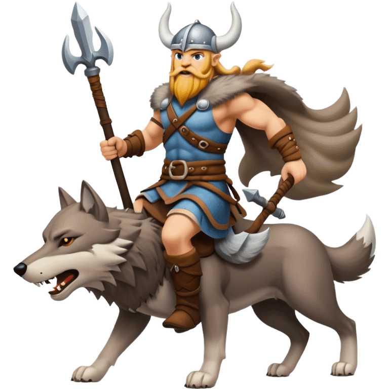 Viking Warrior Riding A Wolf  emoji