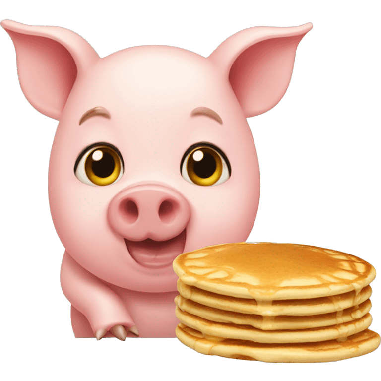 Pig eating pancakes emoji