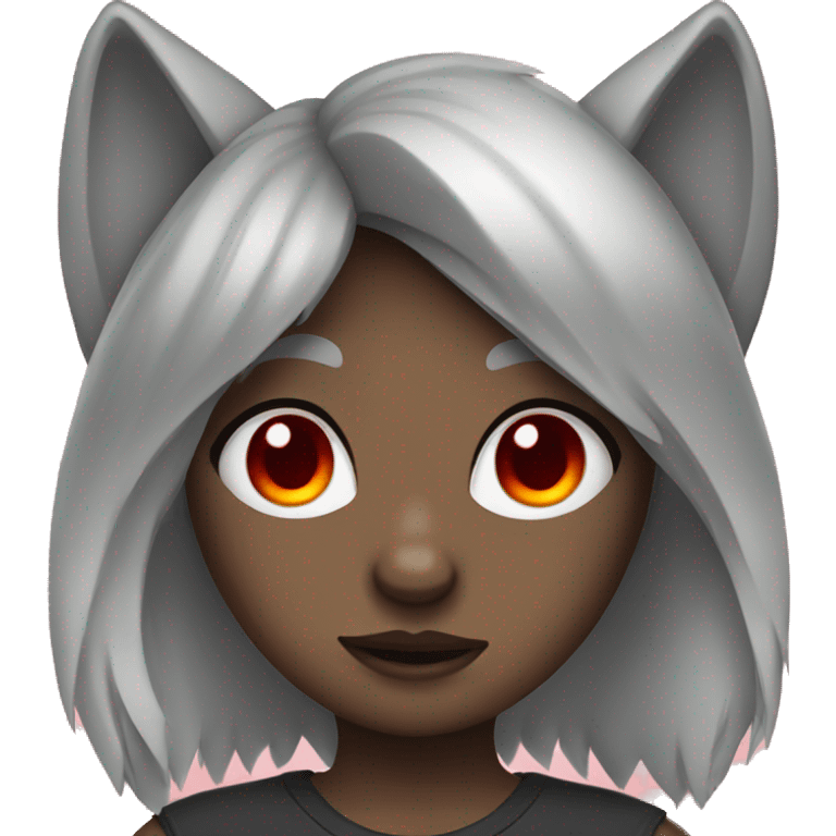 Cartoon Wolf hair girl with Red eyes emoji