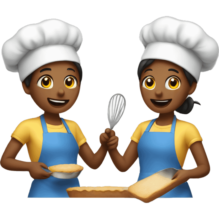 Two friends baking emoji