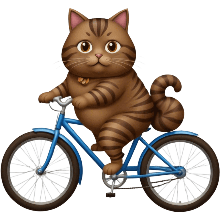 Fat dark tabby riding a bike emoji