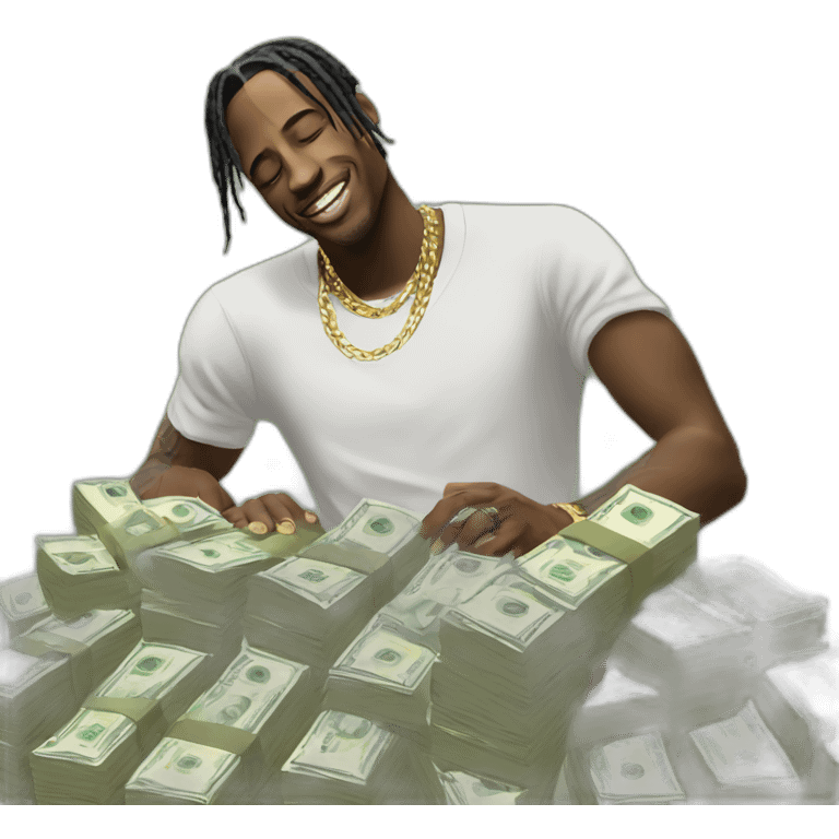 travis scott with stack of money emoji