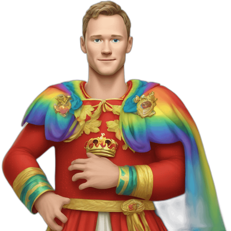 Jonathan Toews as a rainbow king with a royal robe on emoji