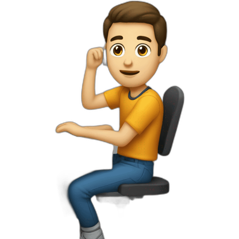 un chico en sentado en la pc editando emoji