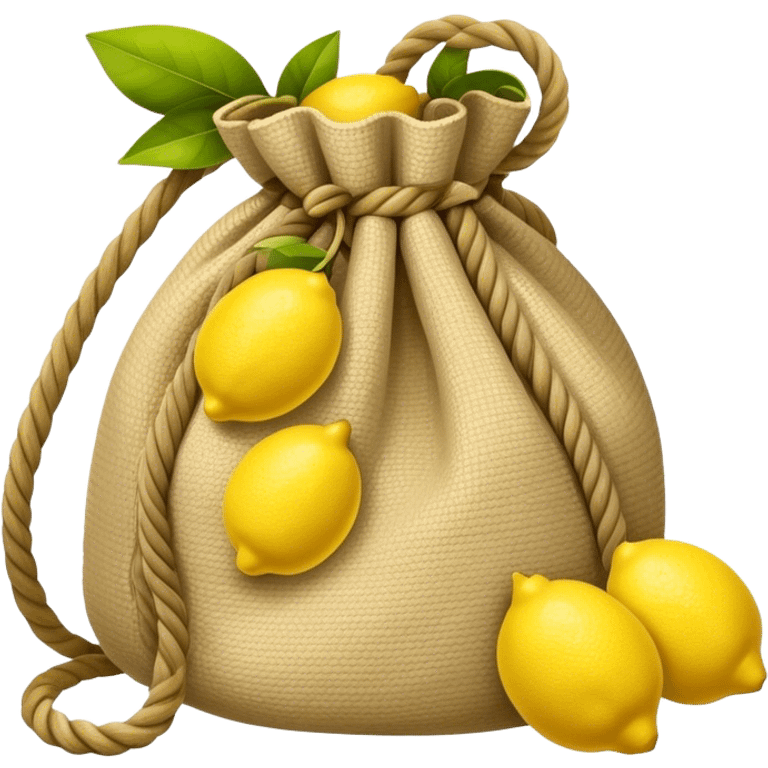 rope bag holding lemons emoji