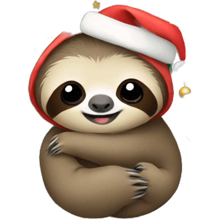 Baby sloth hugging a christmas tree emoji